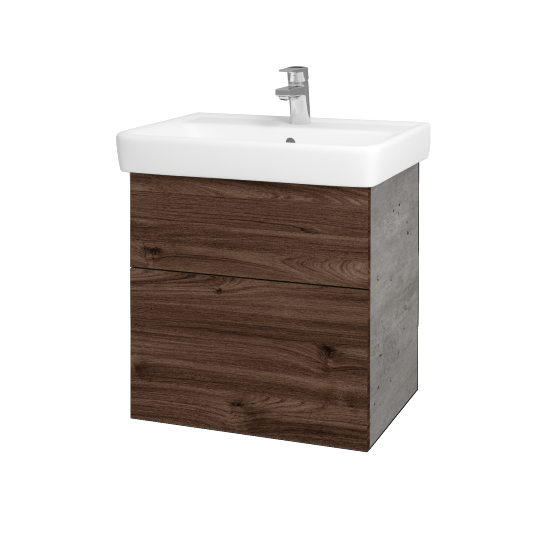 Umývadlová skrinka Q MAX SZZ2 60 (umyvadlo Q)  - D01 Betón - Úchytka T00 - D25 Teak