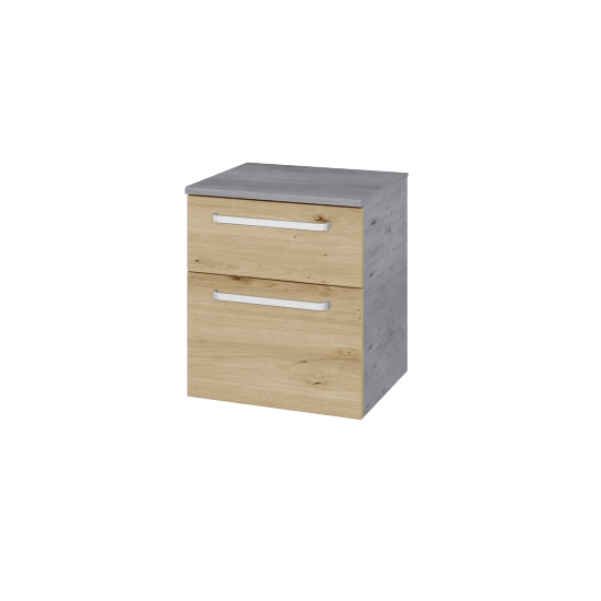 Nízka skrinka s košom na bielizeň DOS SNZ2K 50  - D01 Betón - Úchytka T01 - D22 Karamel