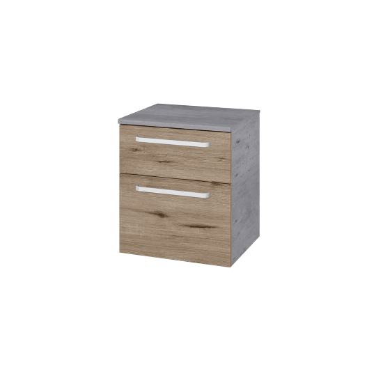 Nízka skrinka s košom na bielizeň DOS SNZ2K 50  - D01 Betón - Úchytka T01 - D23 Herkules