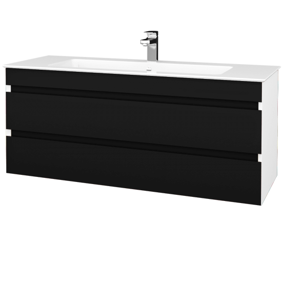 Kúpeľňová skriňa MAJESTY SZZ2 120  - L01 Biela vysoký lesk - M03 Čierna mat