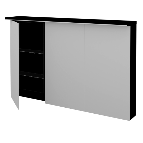 Trojdverová zrkadlová skrinka MAJESTY GA3OE 120  - M17 Čierna mat