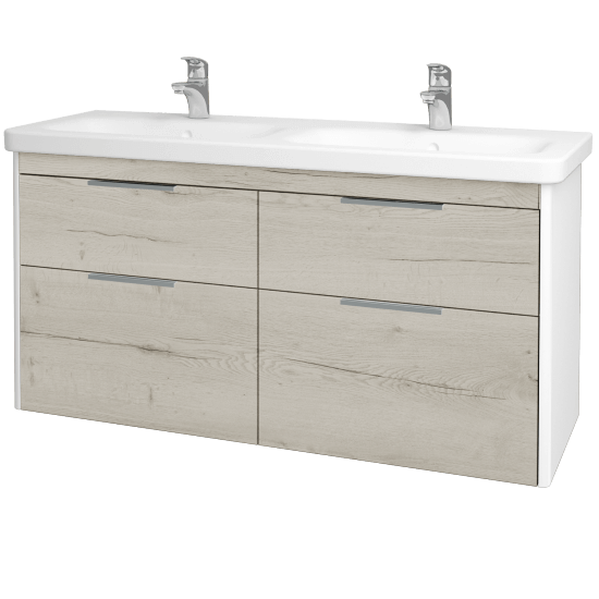 Kúpeľňová skrinka ENZO SZZ4 130  - L01 Biela vysoký lesk - D28 Alberta