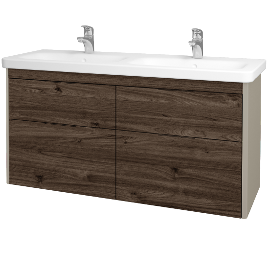 Kúpeľňová skrinka ENZO SZZ4 130  - L04 Béžová vysoký lesk - D25 Teak