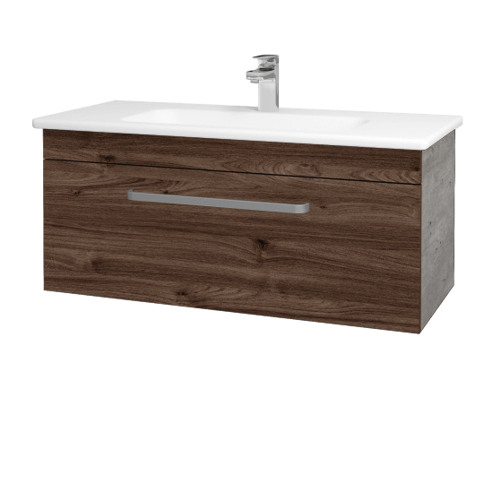 Umývadlová skrinka ASTON SZZ 100  - D01 Betón - Úchytka T01 - D25 Teak